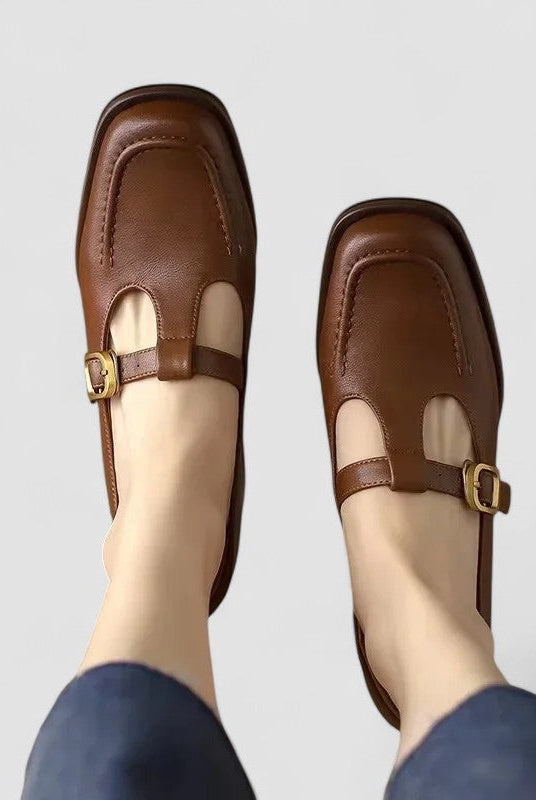 Ariadna | Mary Jane Shoes de Piel Mujer Hebilla Punta Cuadrada