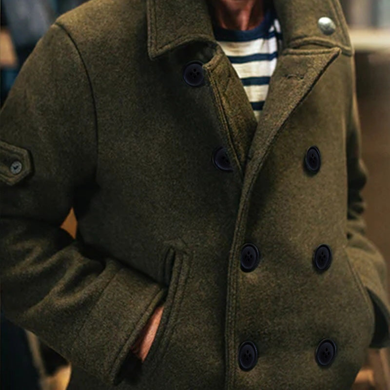 Arnau | Abrigo de Paño Hombre Doble Botonadura Peacoat Cuello Alto