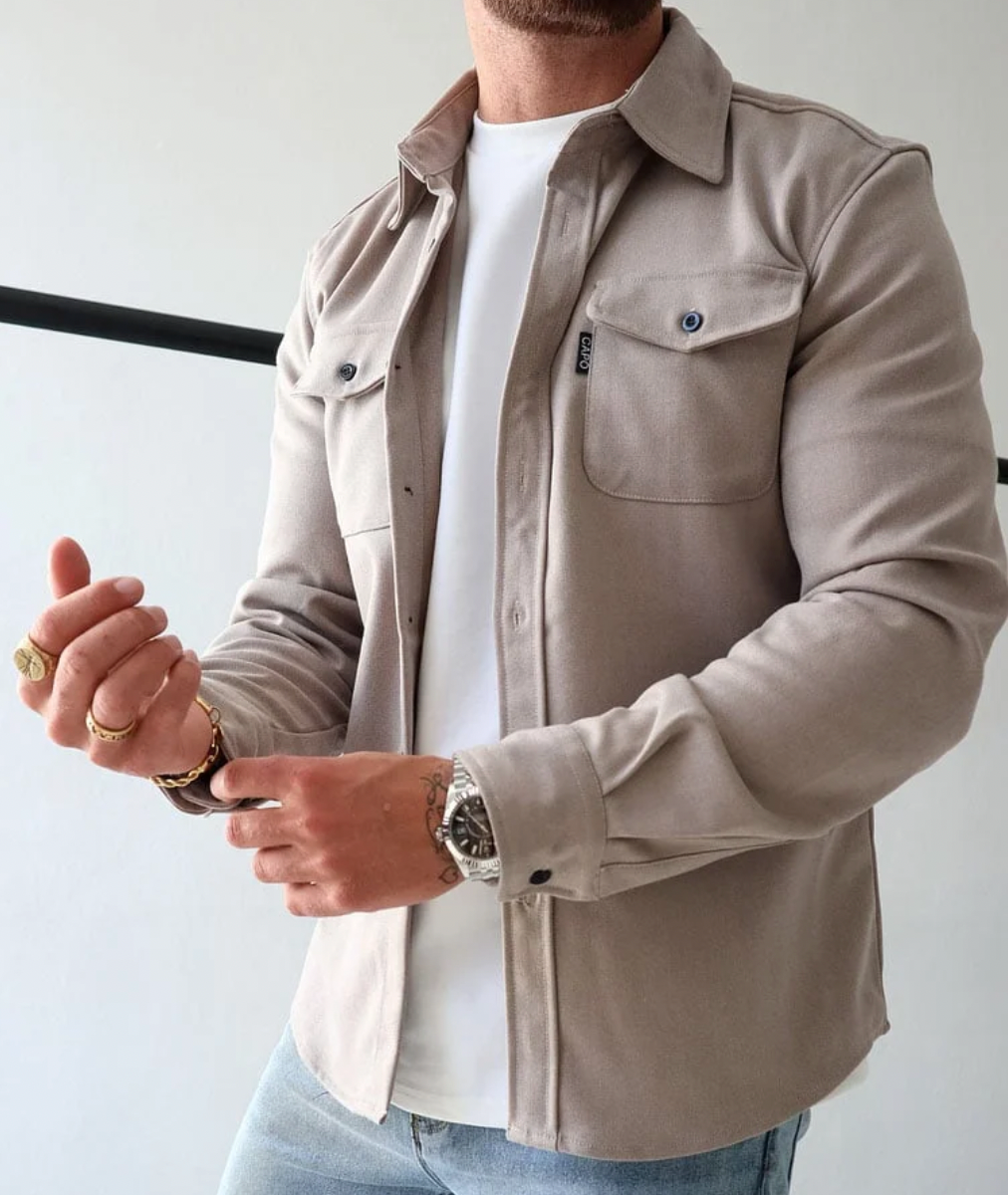 Arnau | Camisa Vaquera Hombre Manga Larga Bolsillo Pecho