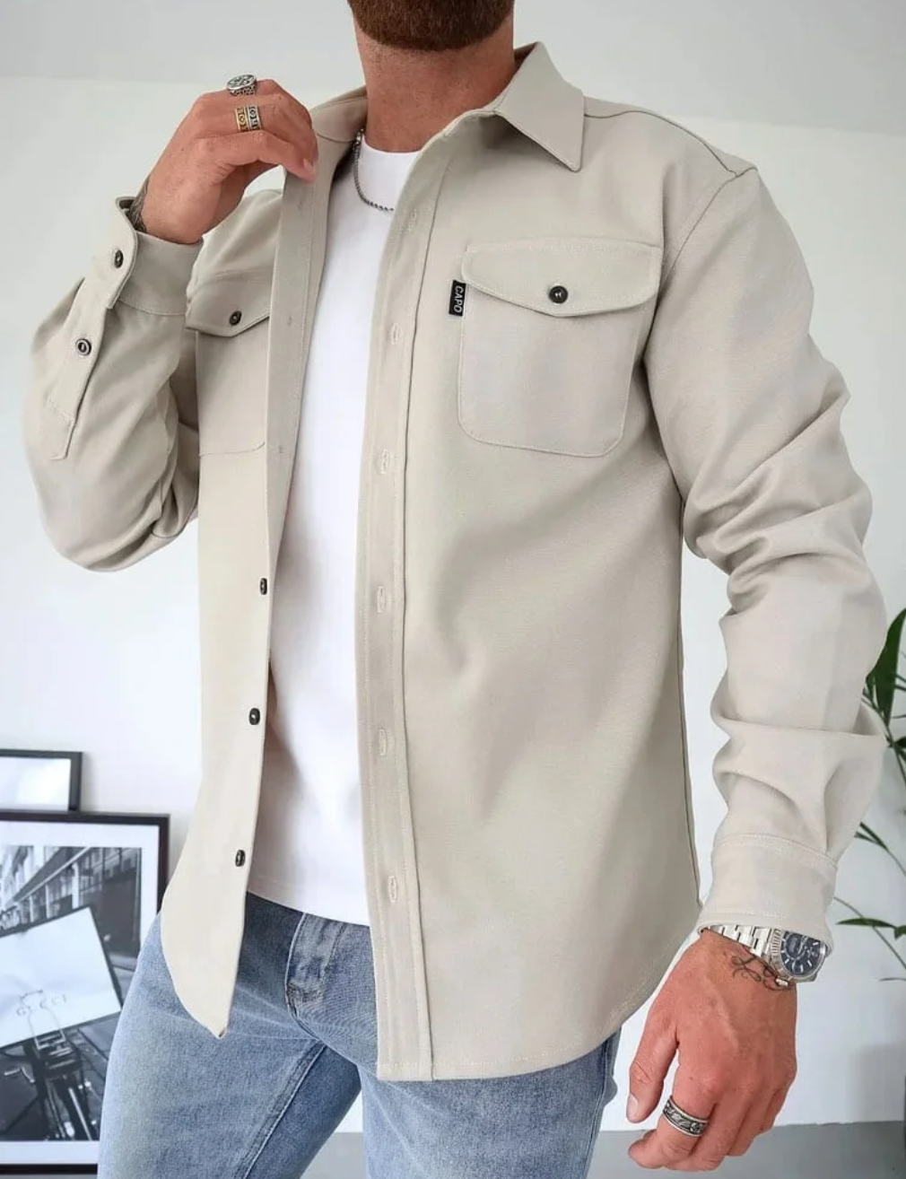 Arnau | Camisa Vaquera Hombre Manga Larga Bolsillo Pecho