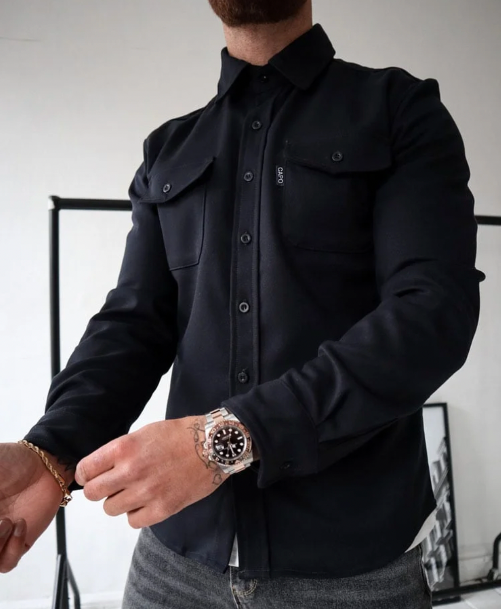 Arnau | Camisa Vaquera Hombre Manga Larga Bolsillo Pecho