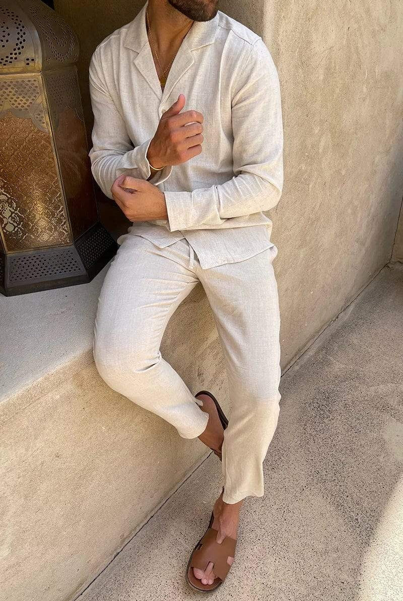 Arnau | Conjunto de Lino Elegante Hombre Manga Larga