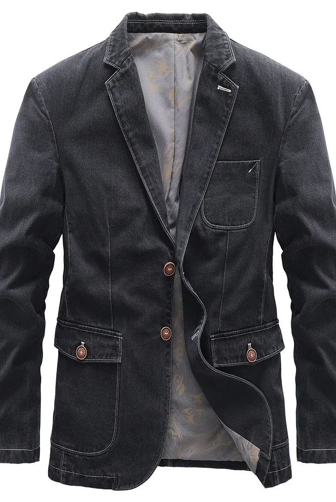 Arturo | Chaqueta Vaquera de Denim Hombre Blazer Cuello Solapa