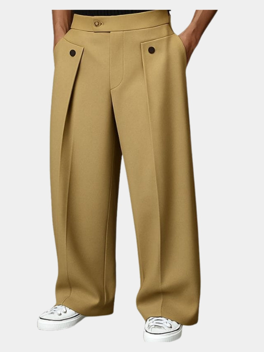 Arturo | Pantalón de Pinzas Pierna Ancha Hombre Bolsillos Laterales