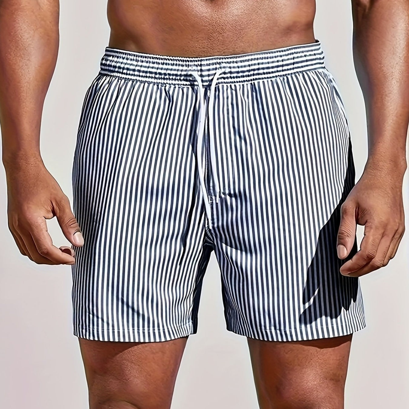 Bañador Corto de Rayas Hombre Cordón Ajustable