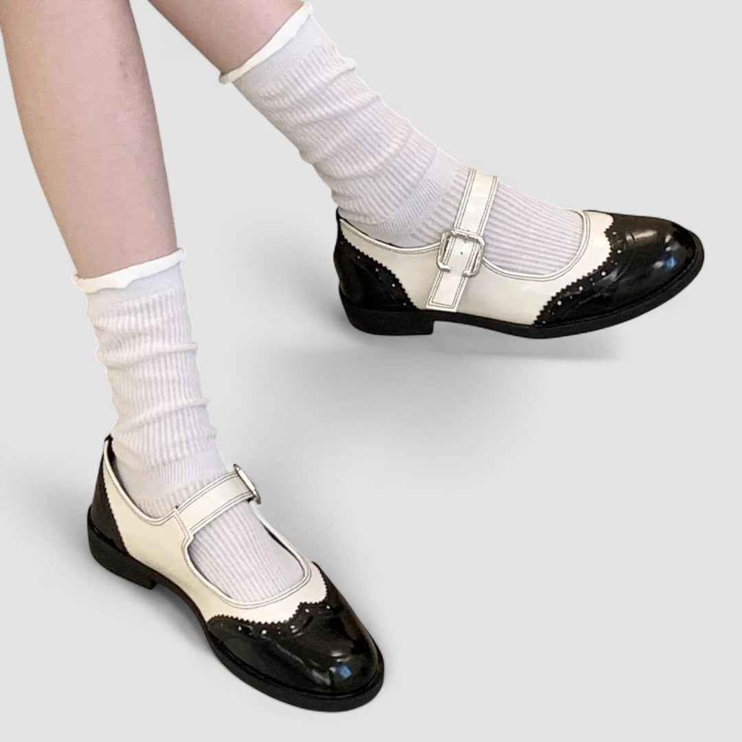 Beatriz | Mary Jane Shoes Mujer Charol Brogue Tacón Bajo