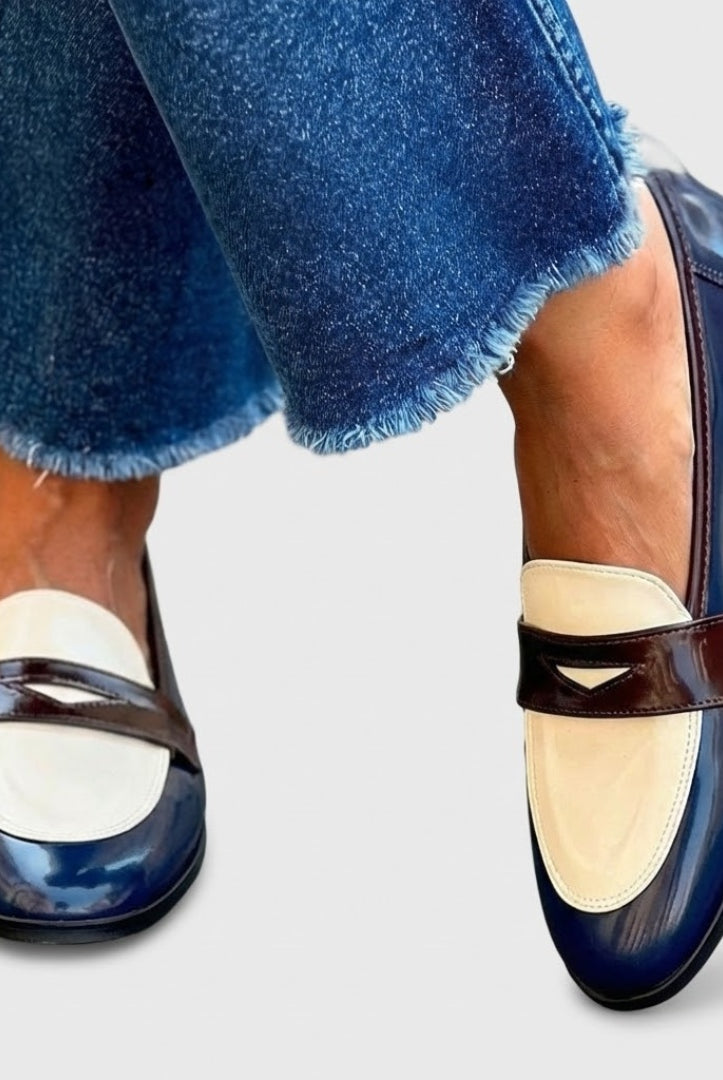 Beatriz | Mocasines Negros de Charol Mujer Bicolor