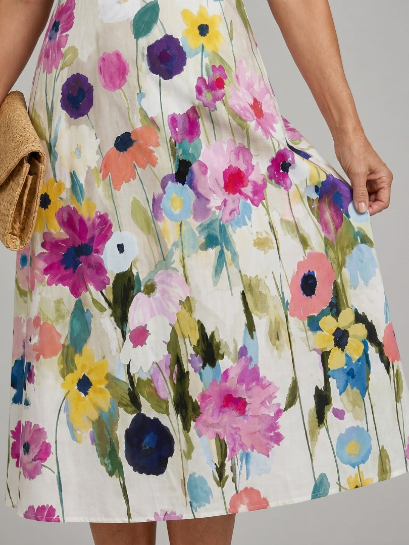 Beatriz | Vestido Midi Estampado Floral Mujer Sin Mangas