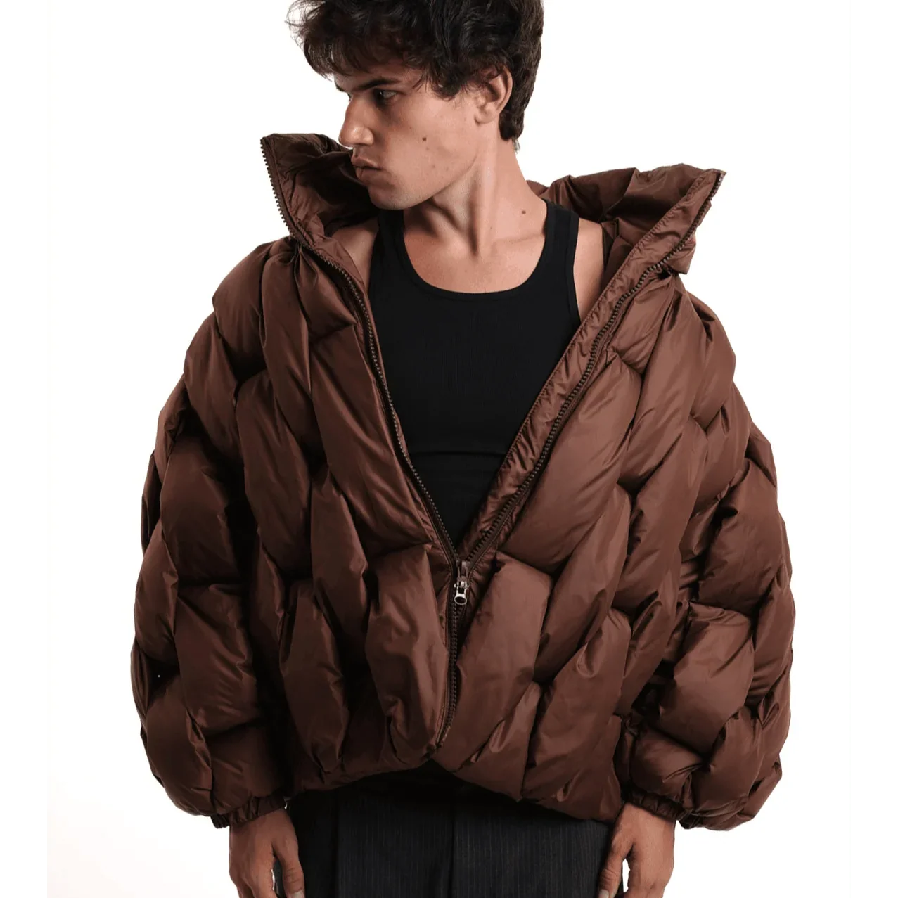 Berta | Chaqueta de Plumas Oversize Mujer Cuello Alto Cremallera