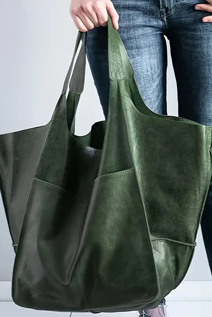 Berta | Tote Bag de Cuero Grande Mujer Bolsillos Exteriores