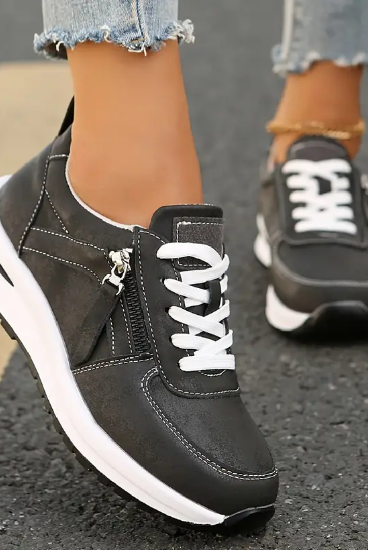 Berta | Zapatillas de Vestir Mujer con Cremallera Lateral Cordones