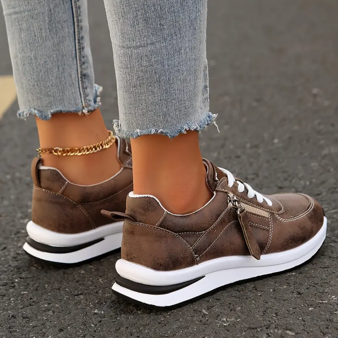 Berta | Zapatillas de Vestir Mujer con Cremallera Lateral Cordones