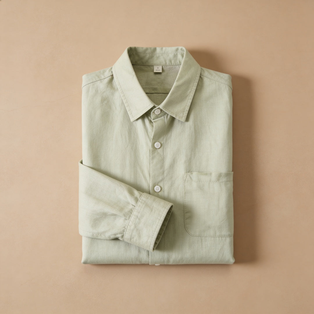 Biel | Camisa Blanca de Lino Hombre Manga Larga Bolsillo