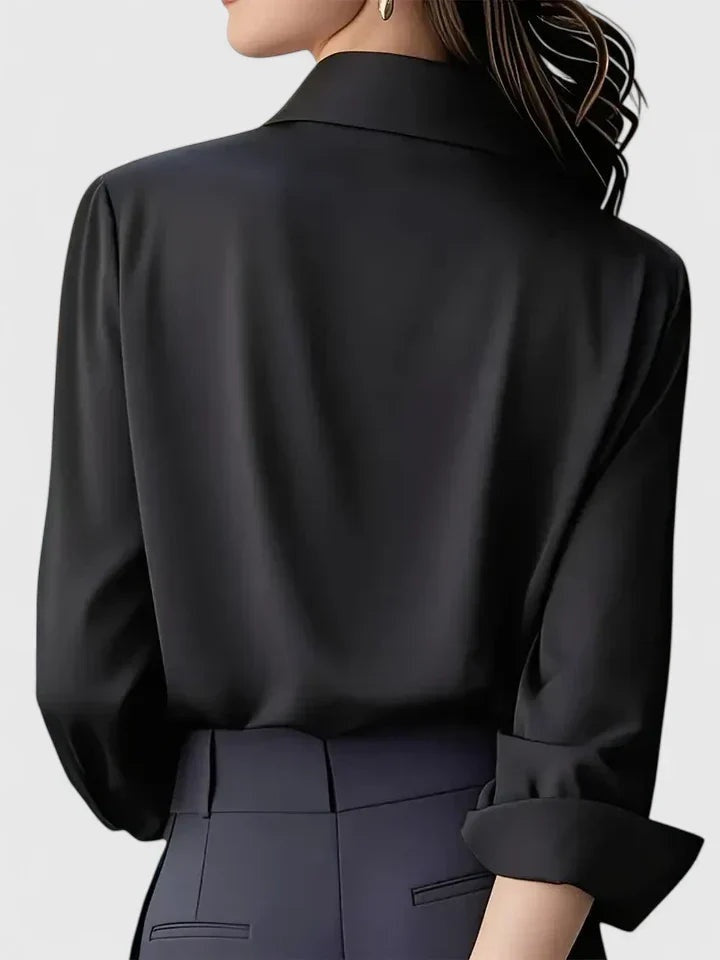 Blusa Elegante de Manga Larga Mujer Cuello Clásico