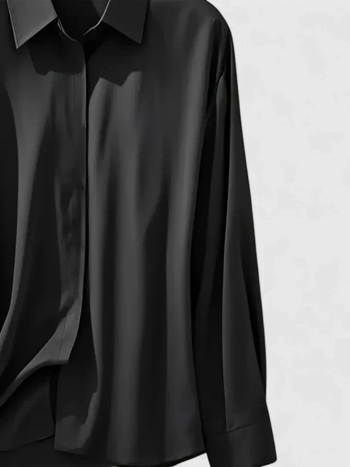 Blusa Elegante de Manga Larga Mujer Cuello Clásico
