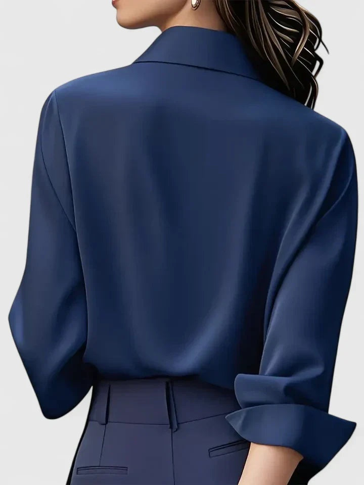 Blusa Elegante de Manga Larga Mujer Cuello Clásico