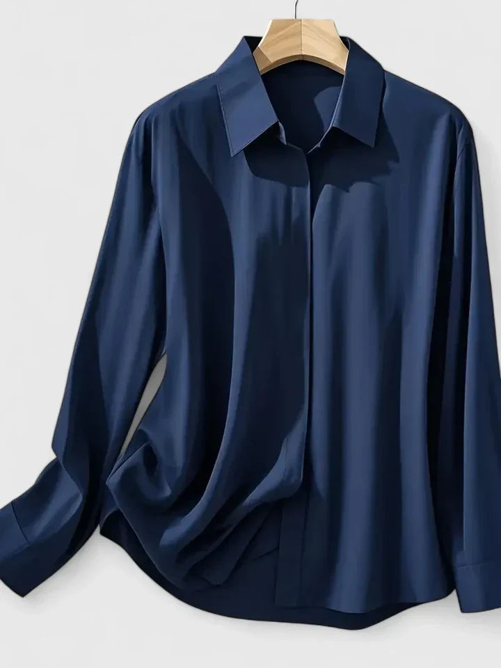 Blusa Elegante de Manga Larga Mujer Cuello Clásico