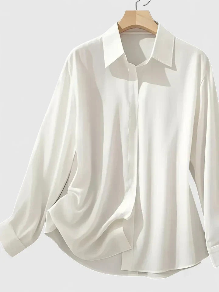 Blusa Elegante de Manga Larga Mujer Cuello Clásico