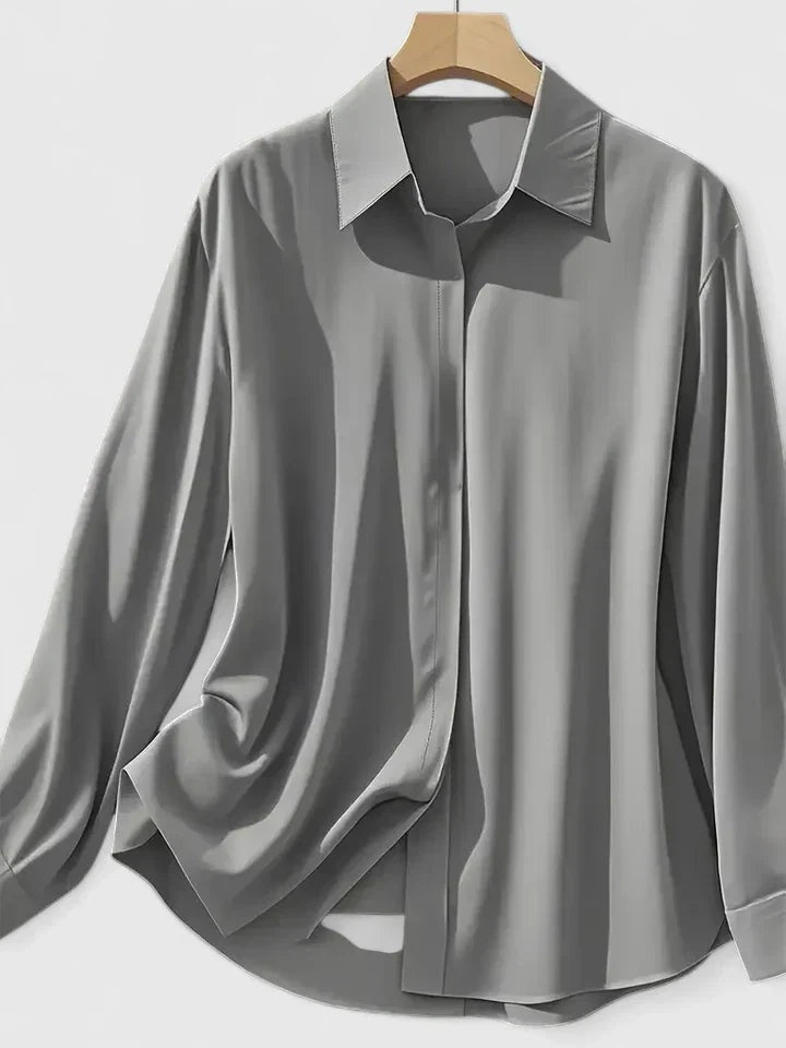 Blusa Elegante de Manga Larga Mujer Cuello Clásico