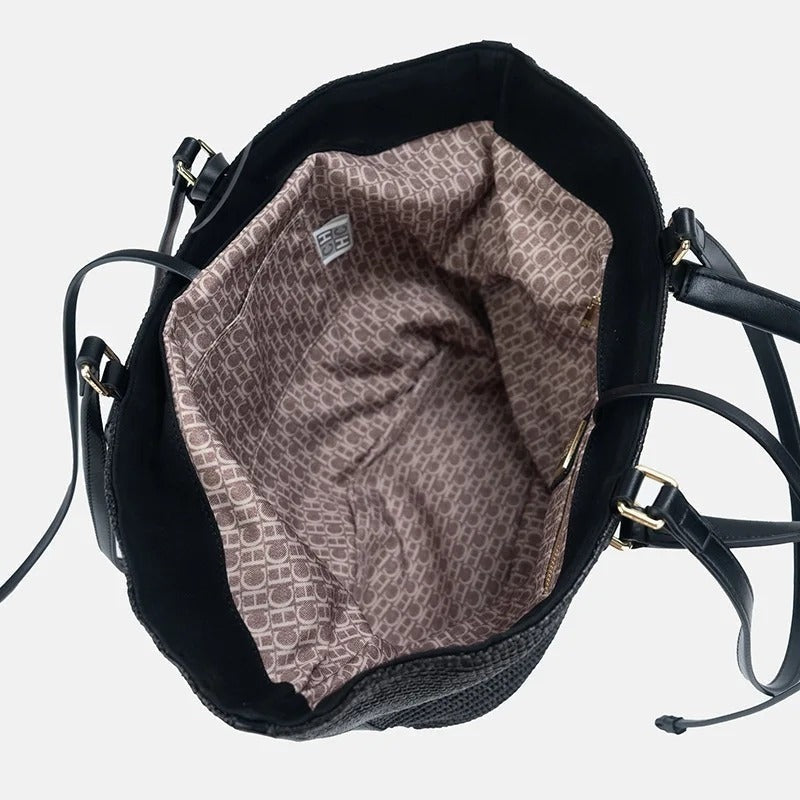 Bolso Shopper Trenzado de Hombro Mujer Borlas