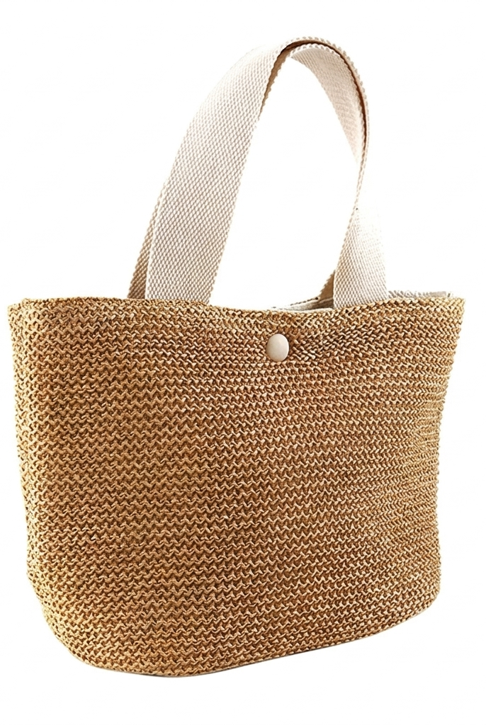 Bolso Shopper Trenzado de Paja Mujer Asa Corta