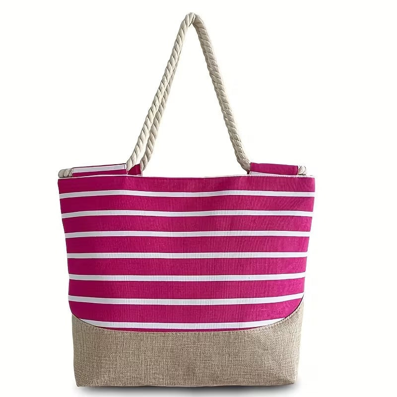 Bolso Tote de Playa con Rayas Mujer Asas Cuerda
