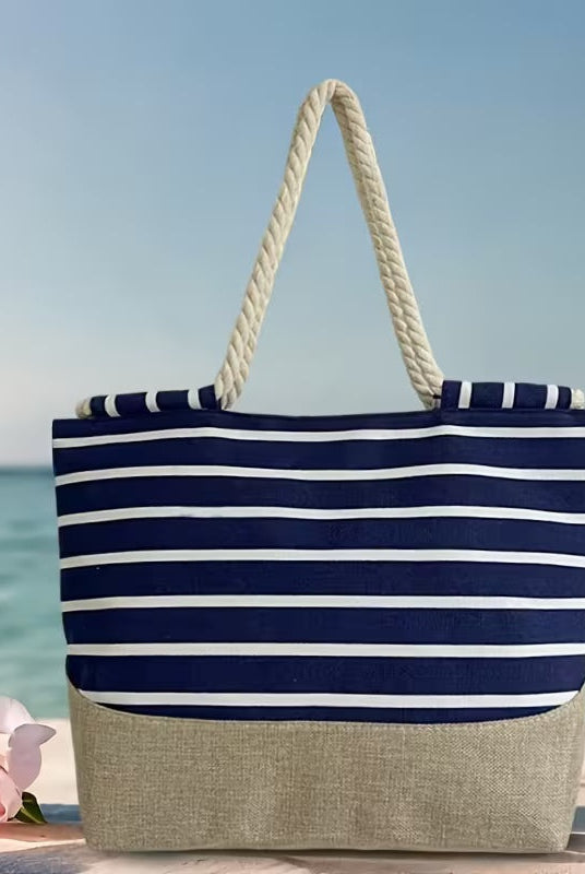 Bolso Tote de Playa con Rayas Mujer Asas Cuerda