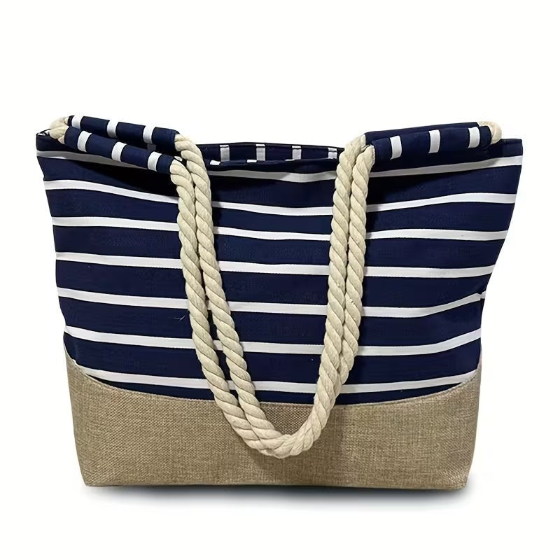 Bolso Tote de Playa con Rayas Mujer Asas Cuerda