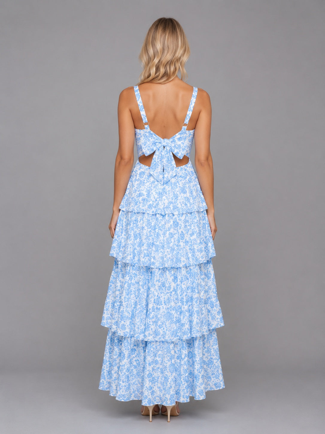Candela | Vestido Largo con Volantes Floral Mujer Tirantes Escote Recto