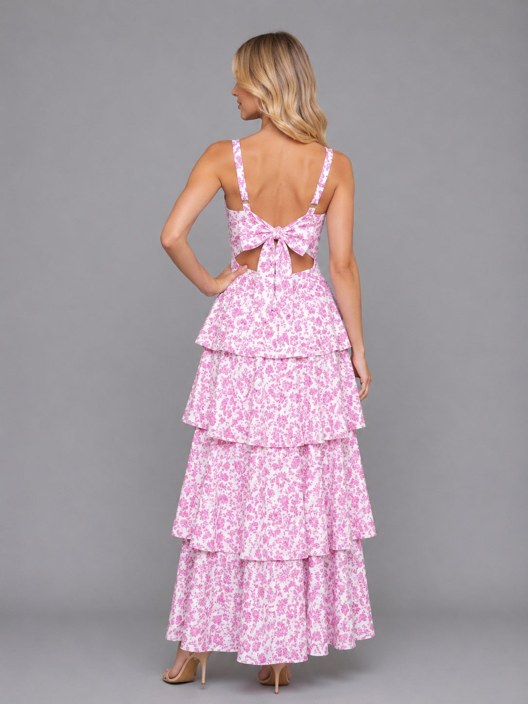 Candela | Vestido Largo con Volantes Floral Mujer Tirantes Escote Recto