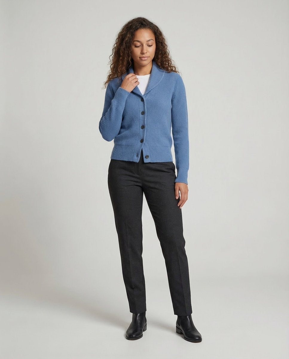 Cárdigan de Punto Mujer Cuello Solapa Botonera Manga Larga