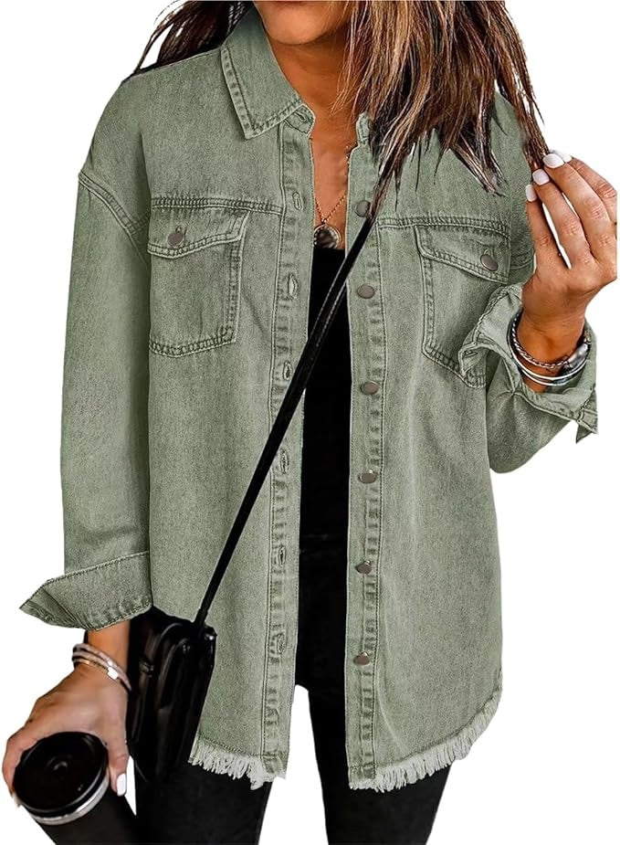 Carla | Camisa Vaquera Oversize Mujer Manga Larga Bolsillos