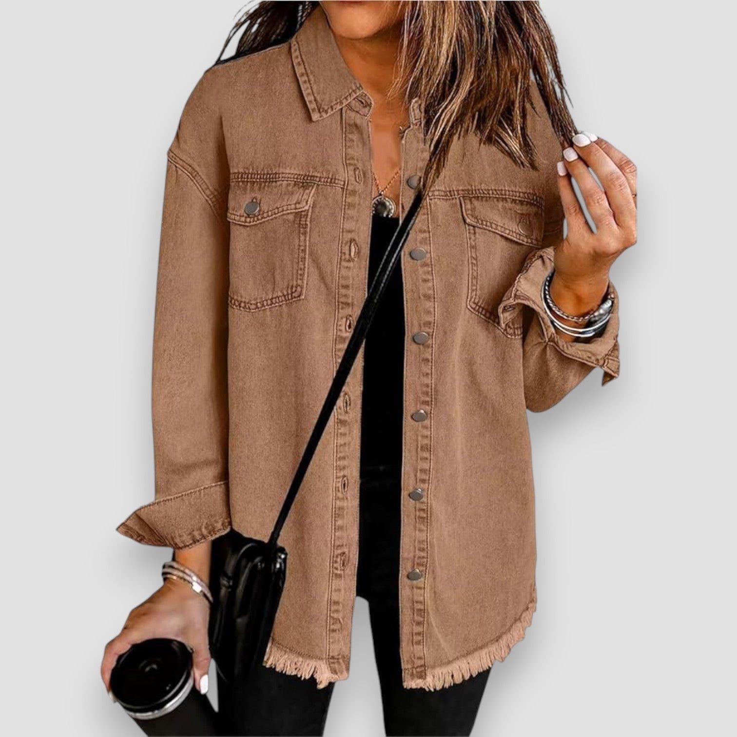 Carla | Camisa Vaquera Oversize Mujer Manga Larga Bolsillos