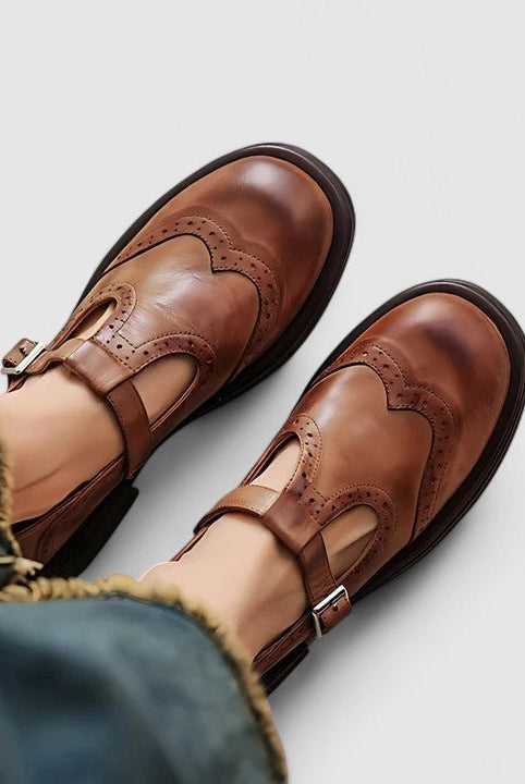 Carla | Mary Jane Shoes de Piel Mujer Estilo Brogue Hebilla