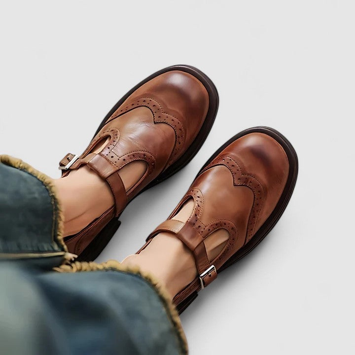 Carla | Mary Jane Shoes de Piel Mujer Estilo Brogue Hebilla