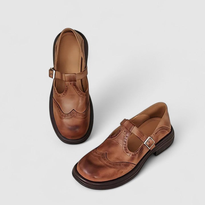 Carla | Mary Jane Shoes de Piel Mujer Estilo Brogue Hebilla