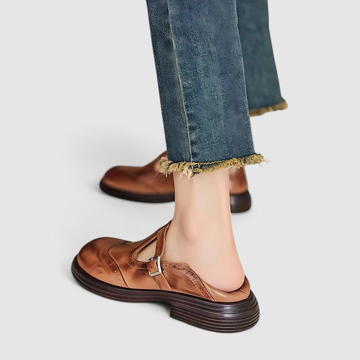 Carla | Mary Jane Shoes de Piel Mujer Estilo Brogue Hebilla