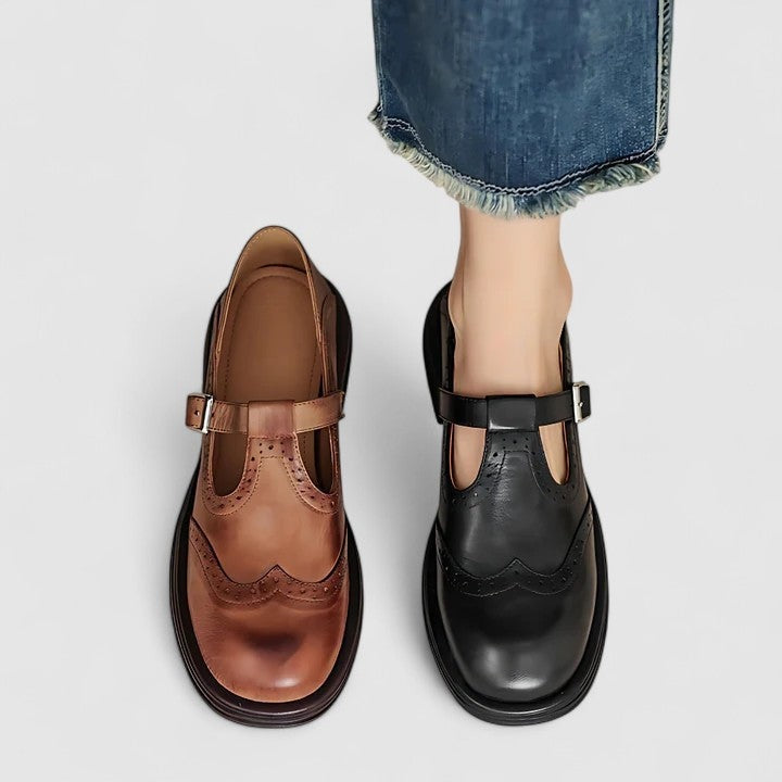 Carla | Mary Jane Shoes de Piel Mujer Estilo Brogue Hebilla