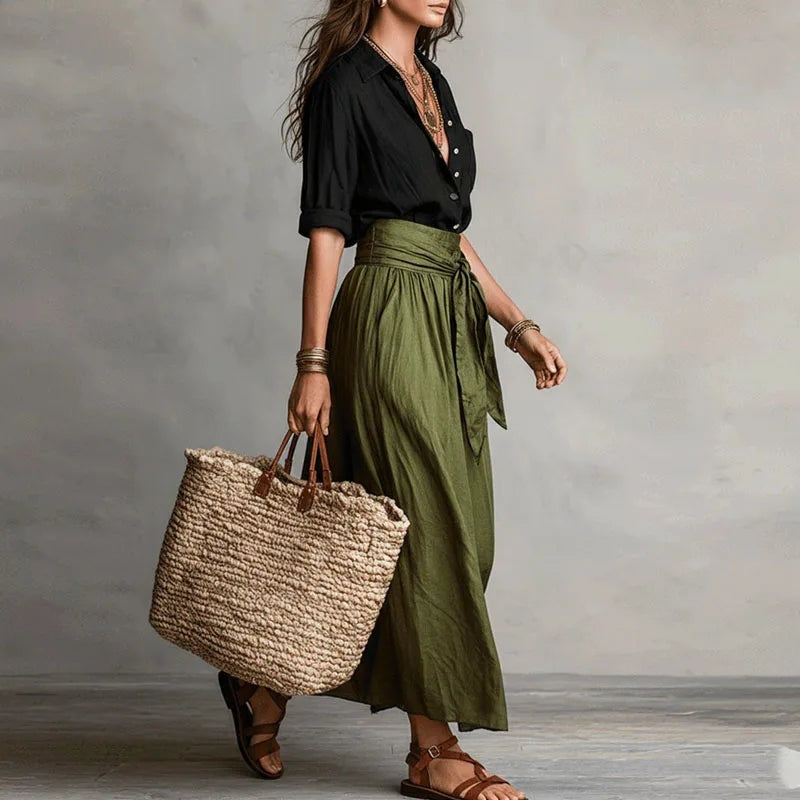 Carmen | Conjunto de Lino de Dos Piezas Mujer Blusa y Falda
