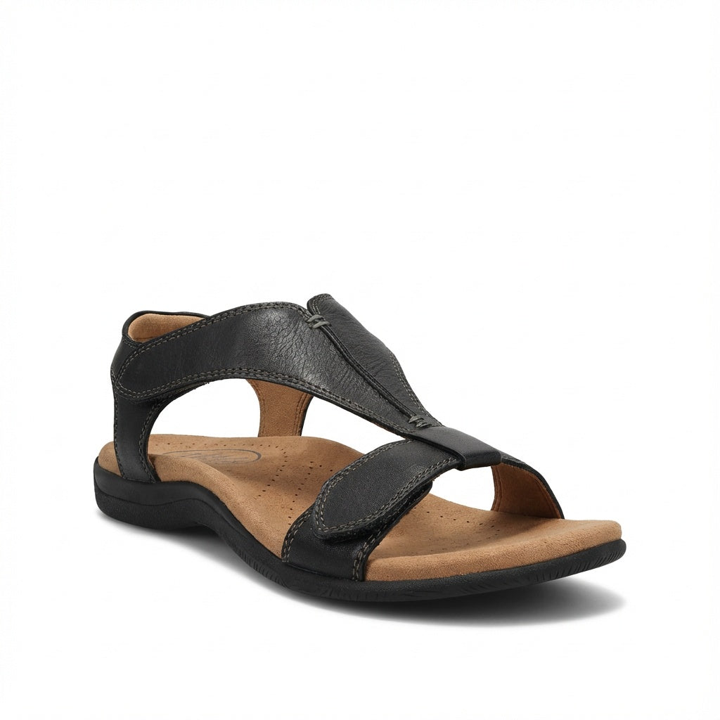 Carmen | Sandalias Planas de Cuero Mujer Tira en T Ajustable