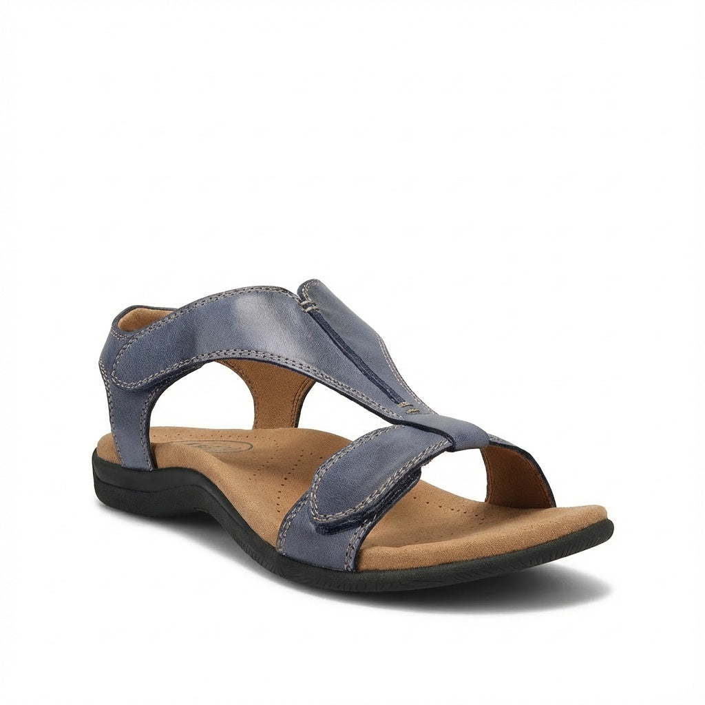 Carmen | Sandalias Planas de Cuero Mujer Tira en T Ajustable
