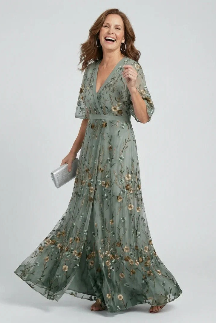 Carmen | Vestido Largo Halter Estampado Floral Mujer Escote V