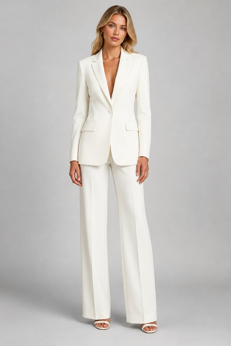 Catalina | Conjunto de Blazer Entallado y Pantalón de Traje Mujer Pierna Ancha