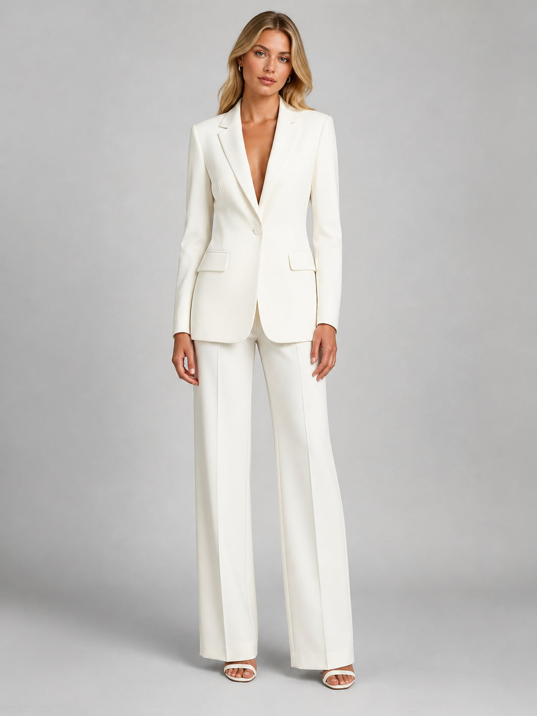 Catalina | Conjunto de Blazer Entallado y Pantalón de Traje Mujer Pierna Ancha