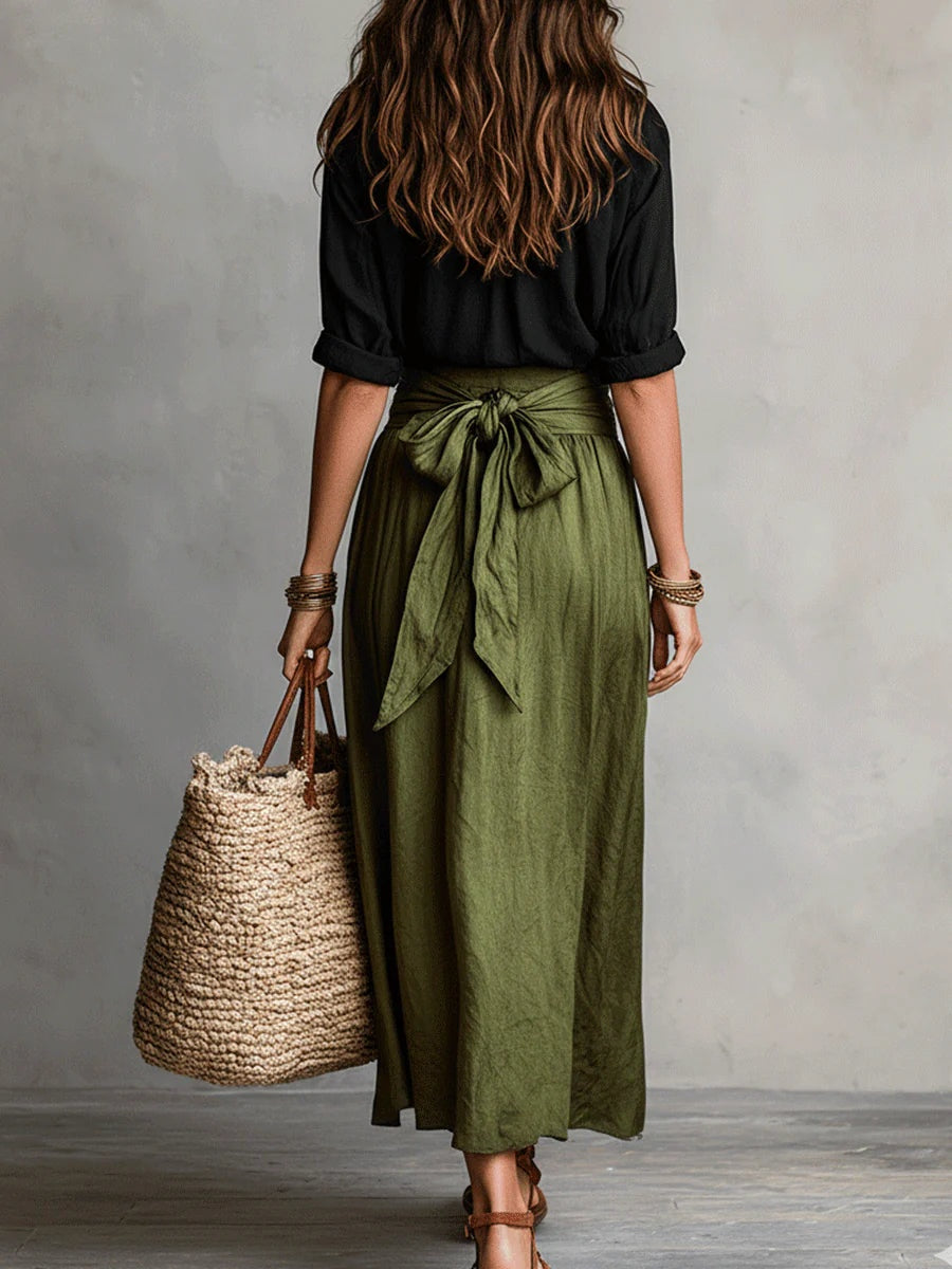 Catalina | Conjunto Elegante de Camisa y Falda Midi Mujer Cinturón