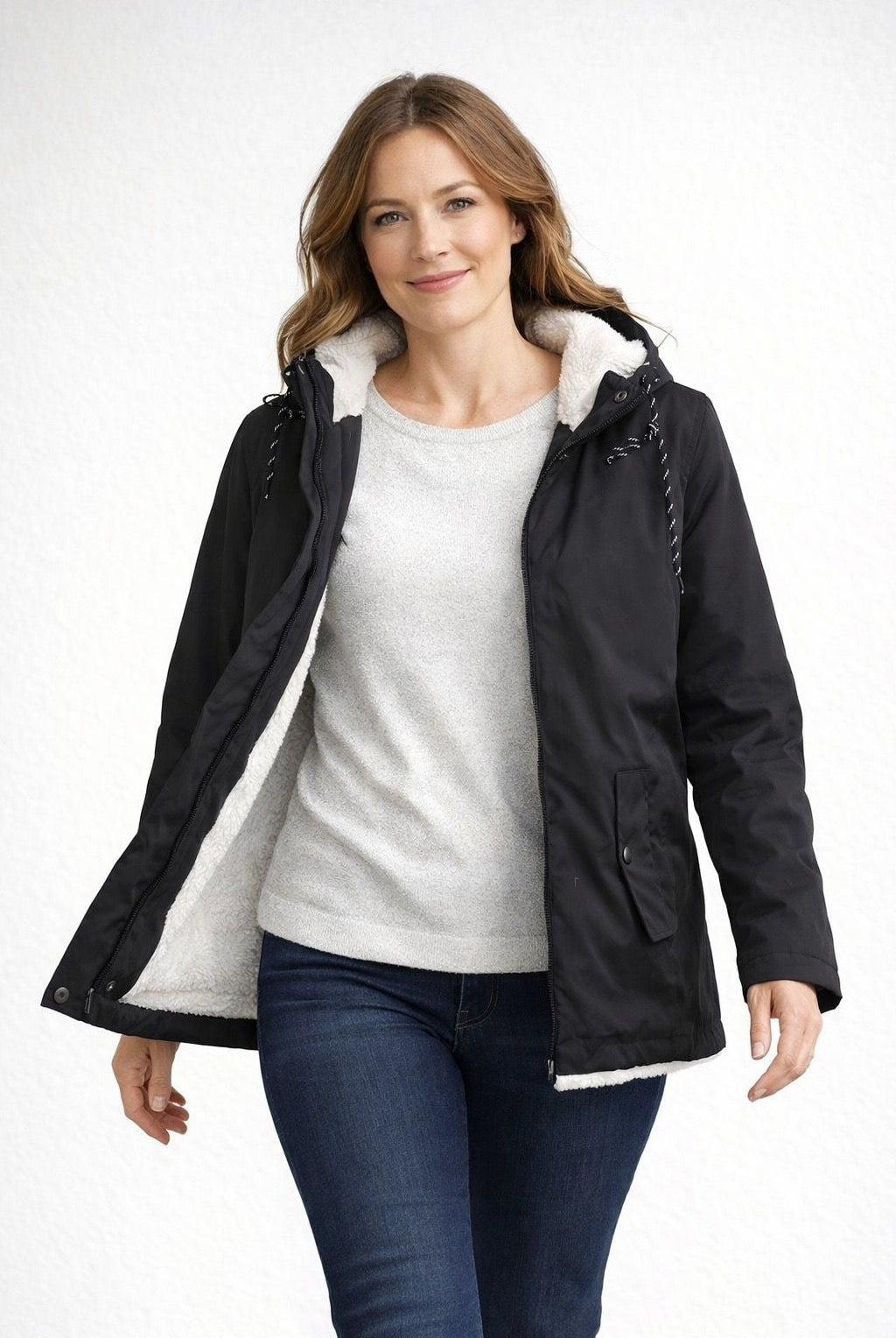 Cayetana | Chaqueta Impermeable con Forro Borreguito Mujer con Capucha