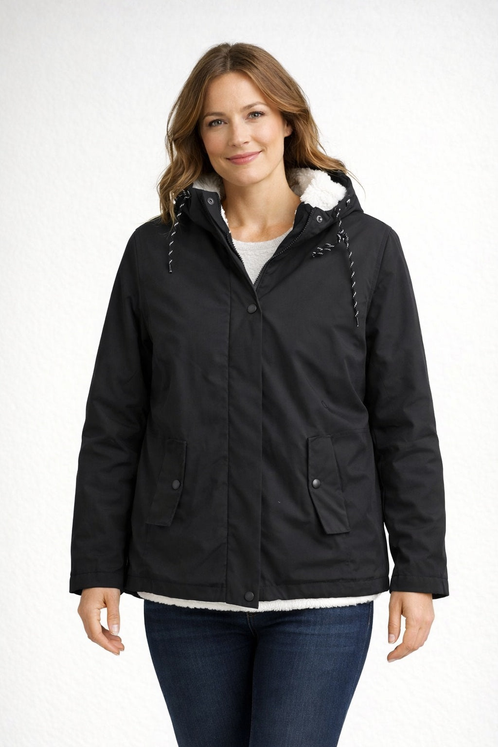 Cayetana | Chaqueta Impermeable con Forro Borreguito Mujer con Capucha