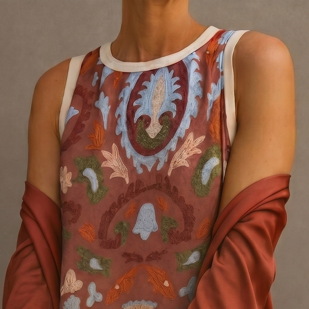 Cayetana | Vestido Invitada Invierno Midi Estampado Mujer con Duster a Juego