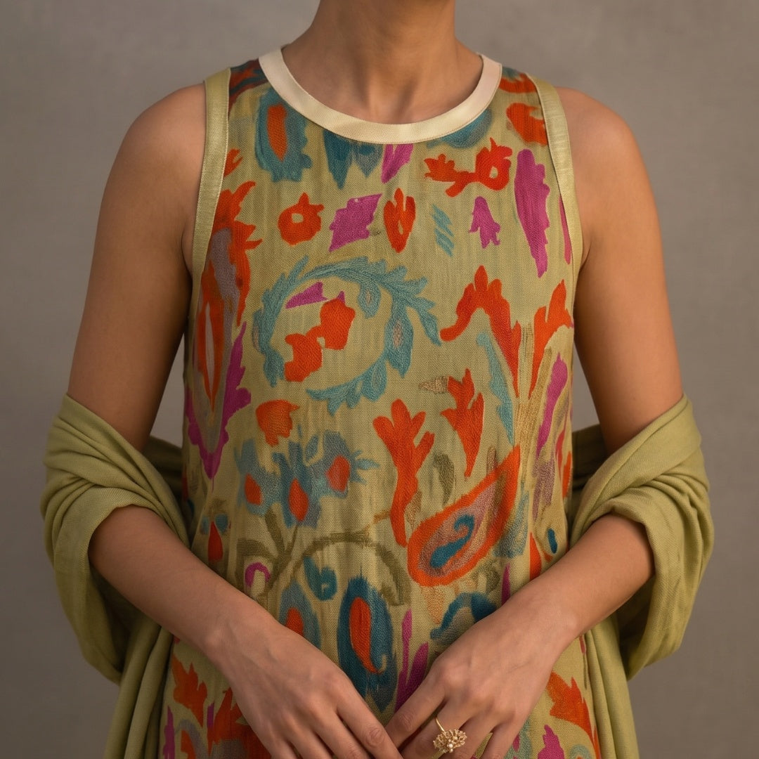 Cayetana | Vestido Invitada Invierno Midi Estampado Mujer con Duster a Juego