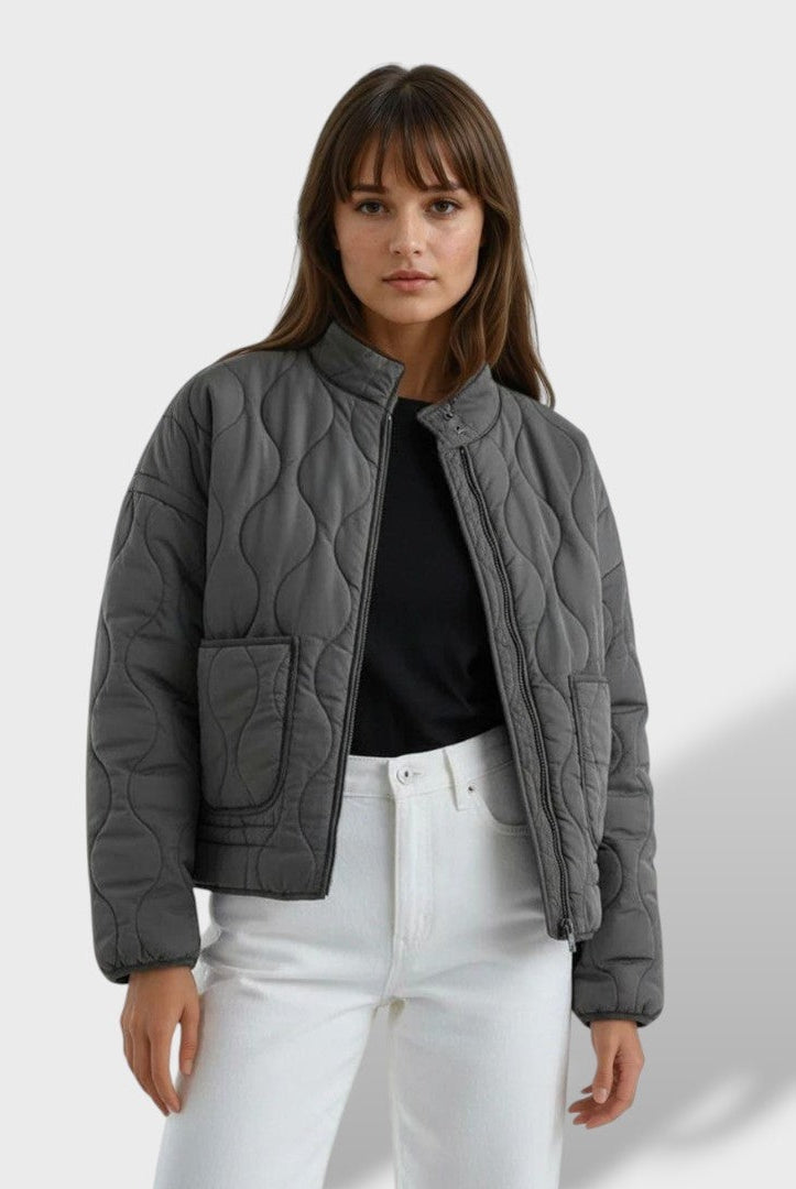 Celia | Chaqueta Acolchada Corta Mujer Cuello Mao Cremallera